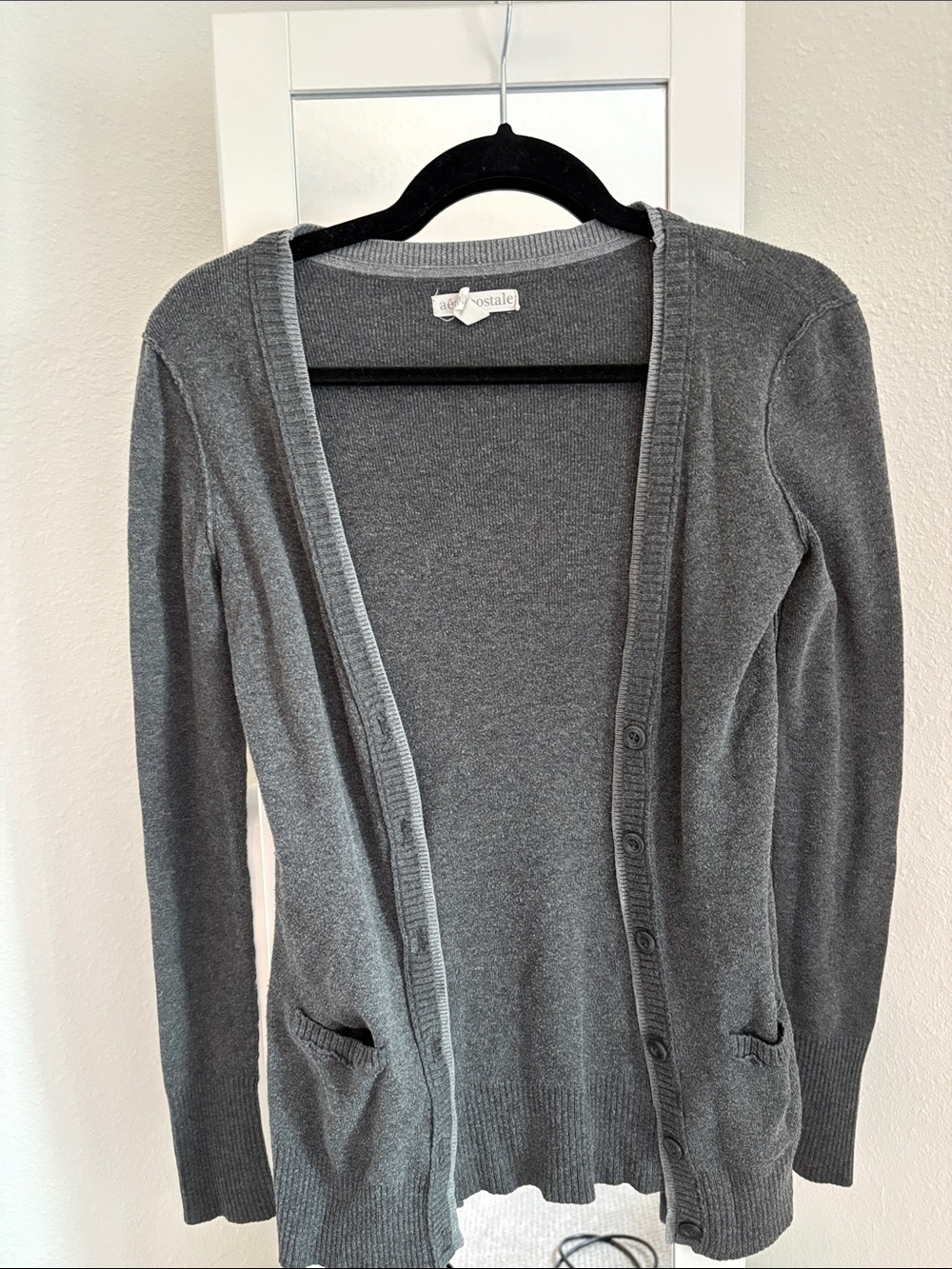 Aeropostale Women's Gray Button-Up Knit Cardigan